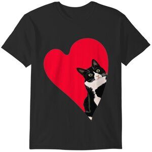 Tuxedo Cat Valentine Heart Cute Kitten Animal Lover Fan Gift Graphic T-Shirt 159